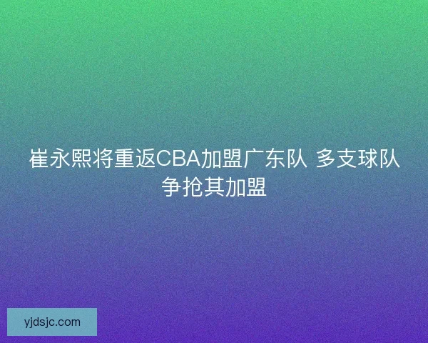 崔永熙将重返CBA加盟广东队 多支球队争抢其加盟