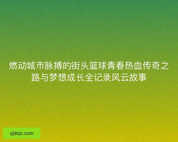 燃动城市脉搏的街头篮球青春热血传奇之路与梦想成长全记录风云故事